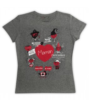 Tee-Shirt femme gris chiné Cœurs rigolos pour maman