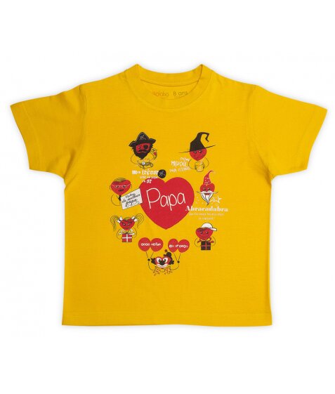 Tee-Shirt garçon jaune Cœurs rigolos pour papa