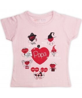 Tee-Shirt fille rose Cœurs rigolos pour papa