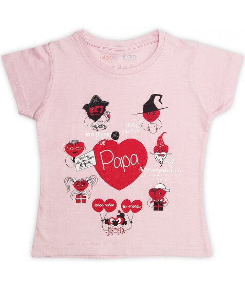 Tee-Shirt fille rose Cœurs rigolos pour papa