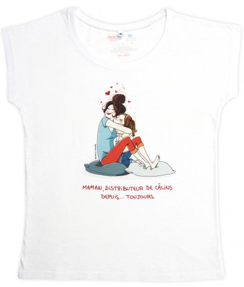 Tee-shirt Tendance pour MAMAN "Maman, distributeur de câlins depuis…toujours" signé Nathalie Jomard