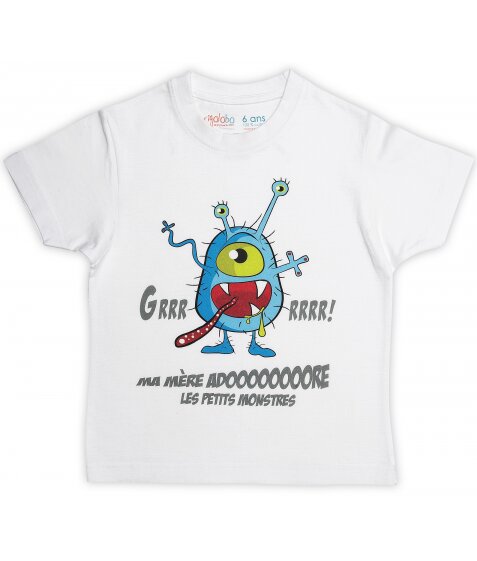 Tee-Shirt garçon blanc "Monstre"