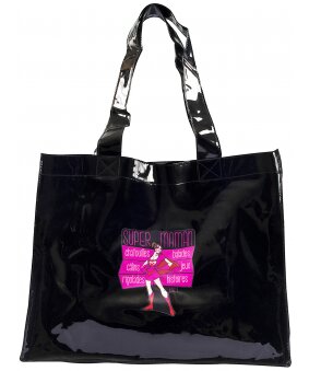 Sac aspect vinyle noir "Super Maman"