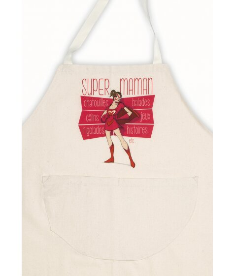 Tablier femme écru "Super Maman"