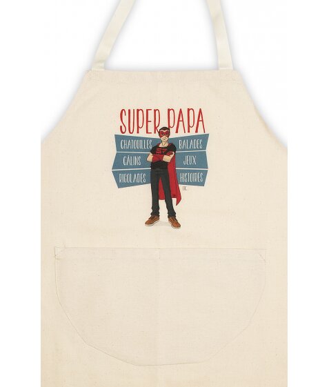 Tablier homme écru "Super Papa"