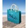 Sac de plage en jute Turquoise signé Nathalie Jomard