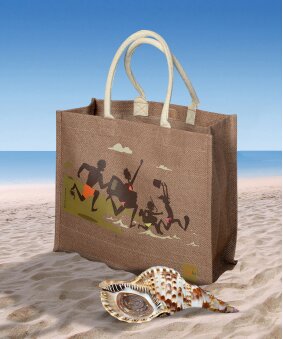 Sac de plage en jute Capuccino signé Nathalie Jomard