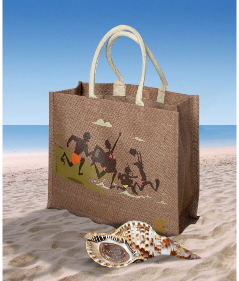 Sac de plage en jute Capuccino signé Nathalie Jomard