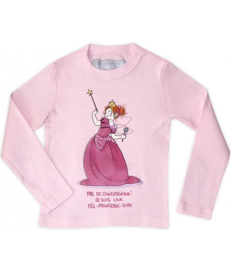 T-Shirt fille rose "Je suis une fée-princesse-star" 2-6 ans, manches longues