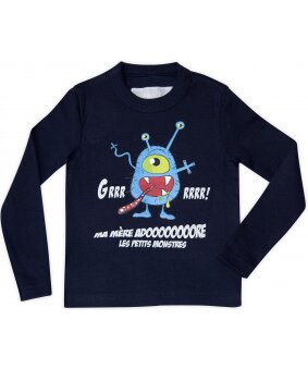 T-Shirt mixte bleu marine "Monstre" 2-10 ans