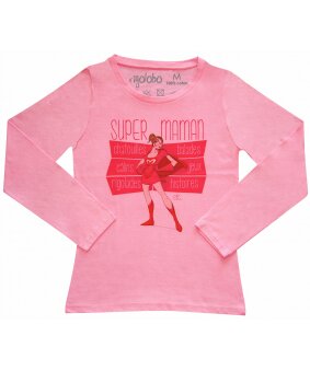 T-shirt SUPER MAMAN, rose, manches longues