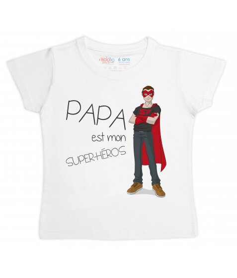 T-shirt fille PAPA est mon super-héros